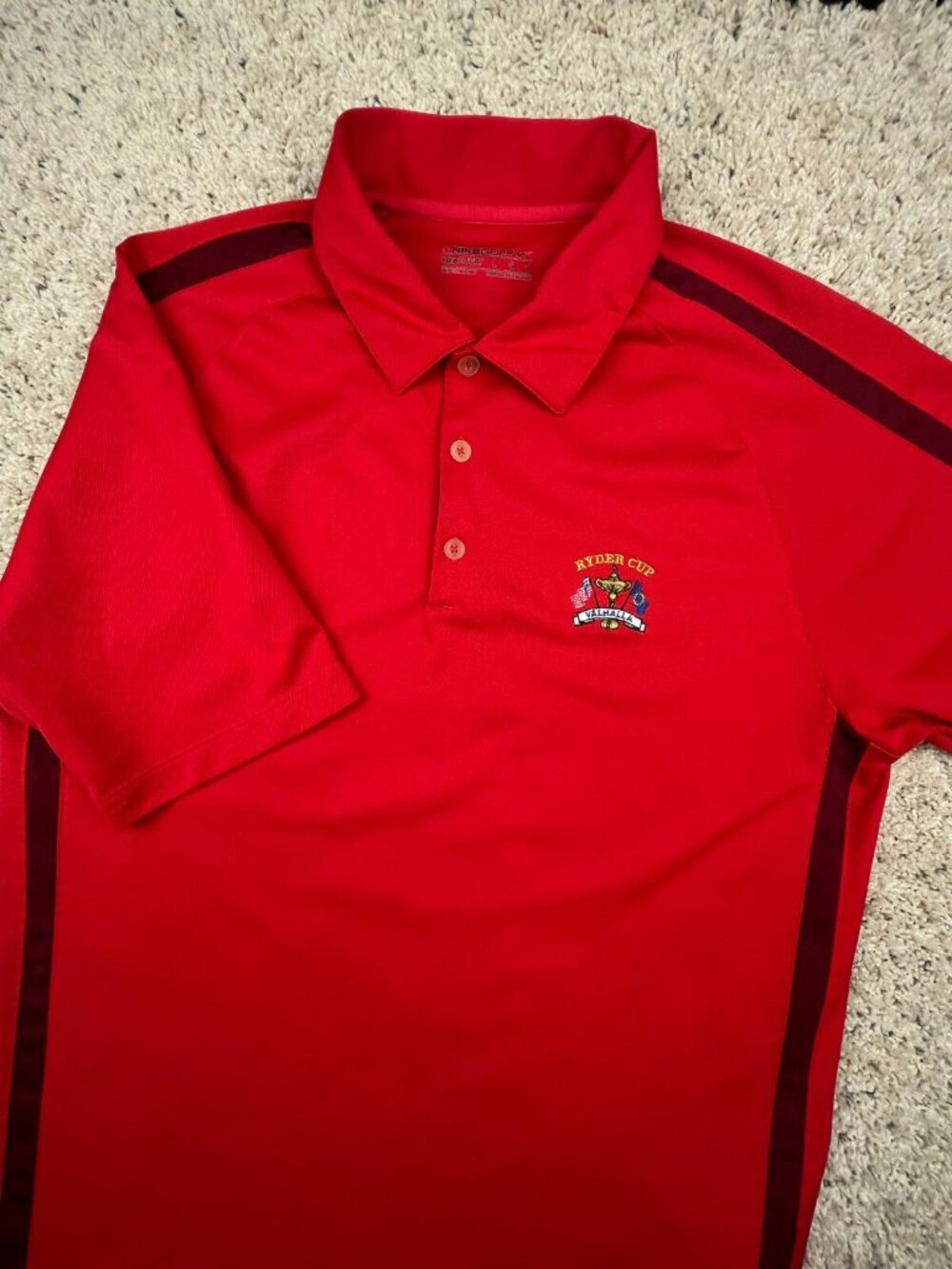 Nike Golf Men's Fit Dry Ryder Cup Valhalla Logo Polo Shirt Large Solid Red S/S